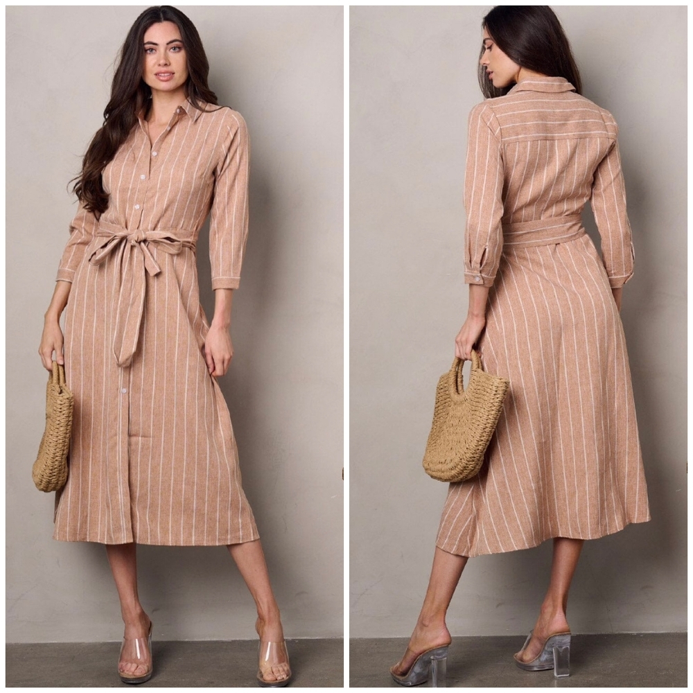 LAST 1❗️Chic Feminine Shirt Midi Dress - Picture 5 of 5